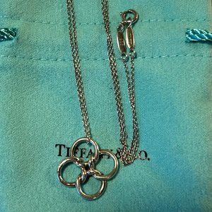 TIFFANY & CO. Elsa Peretti Quadrifoglio Silver Pendant Necklace Link Chain 16"